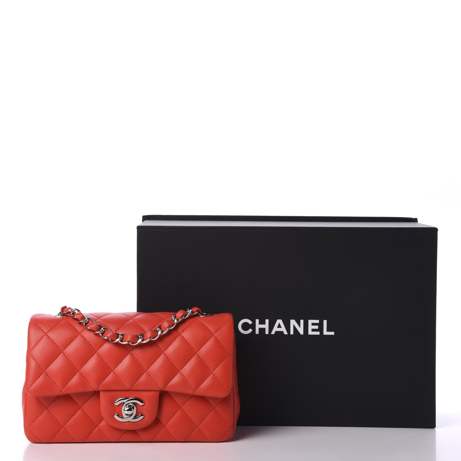 Chanel Lambskin Quilted Mini Rectangular Flap Red 11 of 11