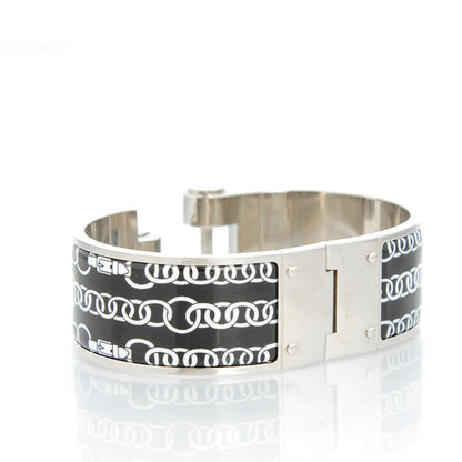 Hermes Enamel Printed Wide Balades Equestres Positif Negatif Hinged Bracelet S Black 3 of 6