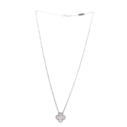 Van Cleef & Arpels 18K White Gold Mother of Pearl Vintage Alhambra Pendant Necklace 3 of 6