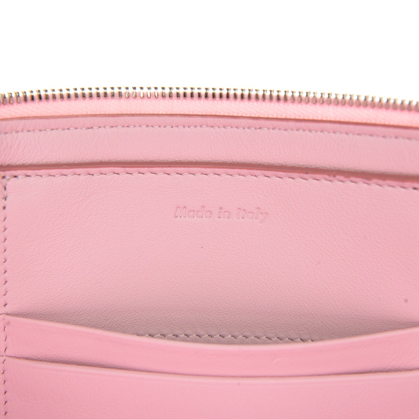 Lambskin Bi-Color Solo Clutch Pouch Pale Pink Espresso