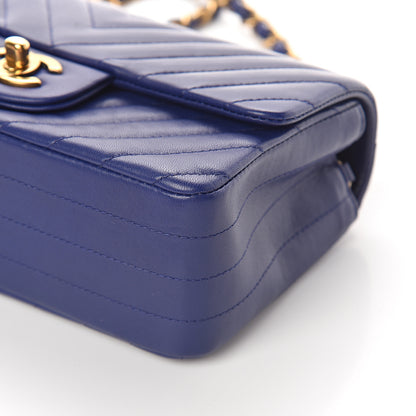 Chanel Lambskin Chevron Quilted Mini Rectangular Flap Blue 8 of 8