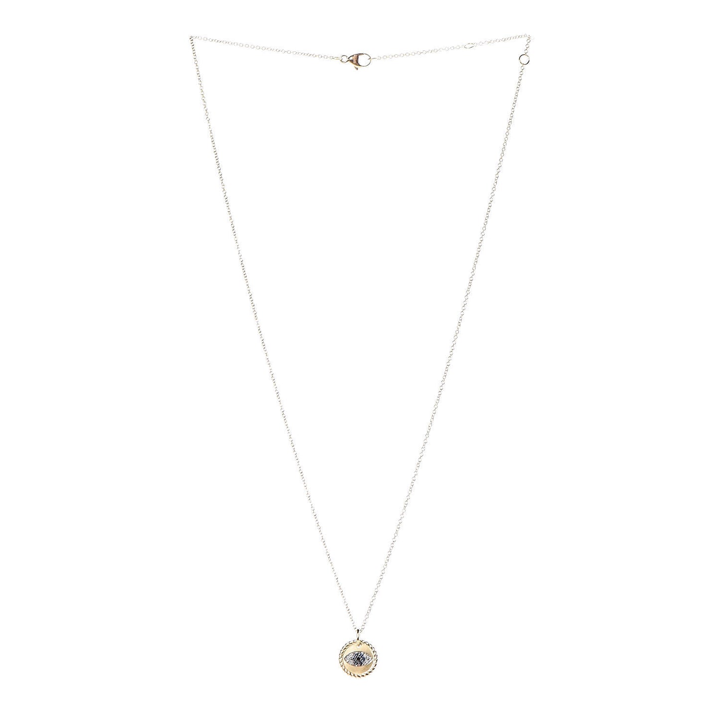 18K Yellow Gold Blue Sapphire Diamond Evil Eye Necklace
