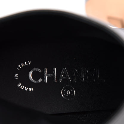 Chanel Lambskin Satin Cap Toe Ankle Boots 37 Black 9 of 9