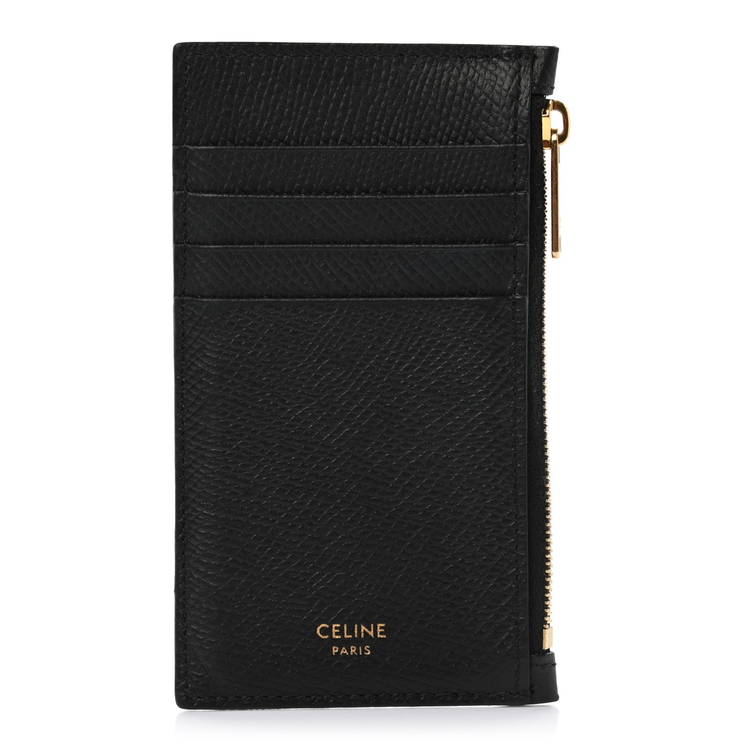 Celine Grained Calfskin Zipped Card Holder Black 1 of 9
