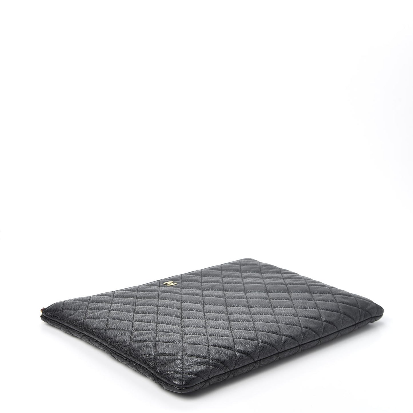 Caviar Quilted Large Cosmetic Case Black
