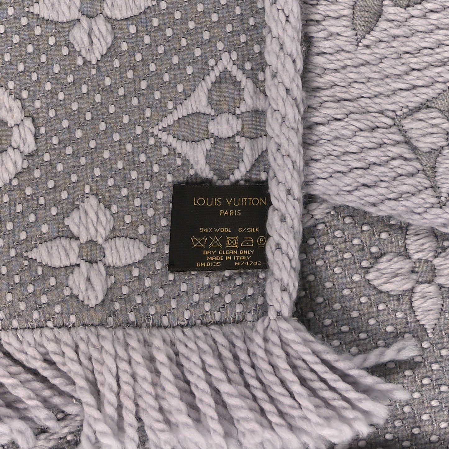 Wool Silk Logomania Scarf Pearl Grey