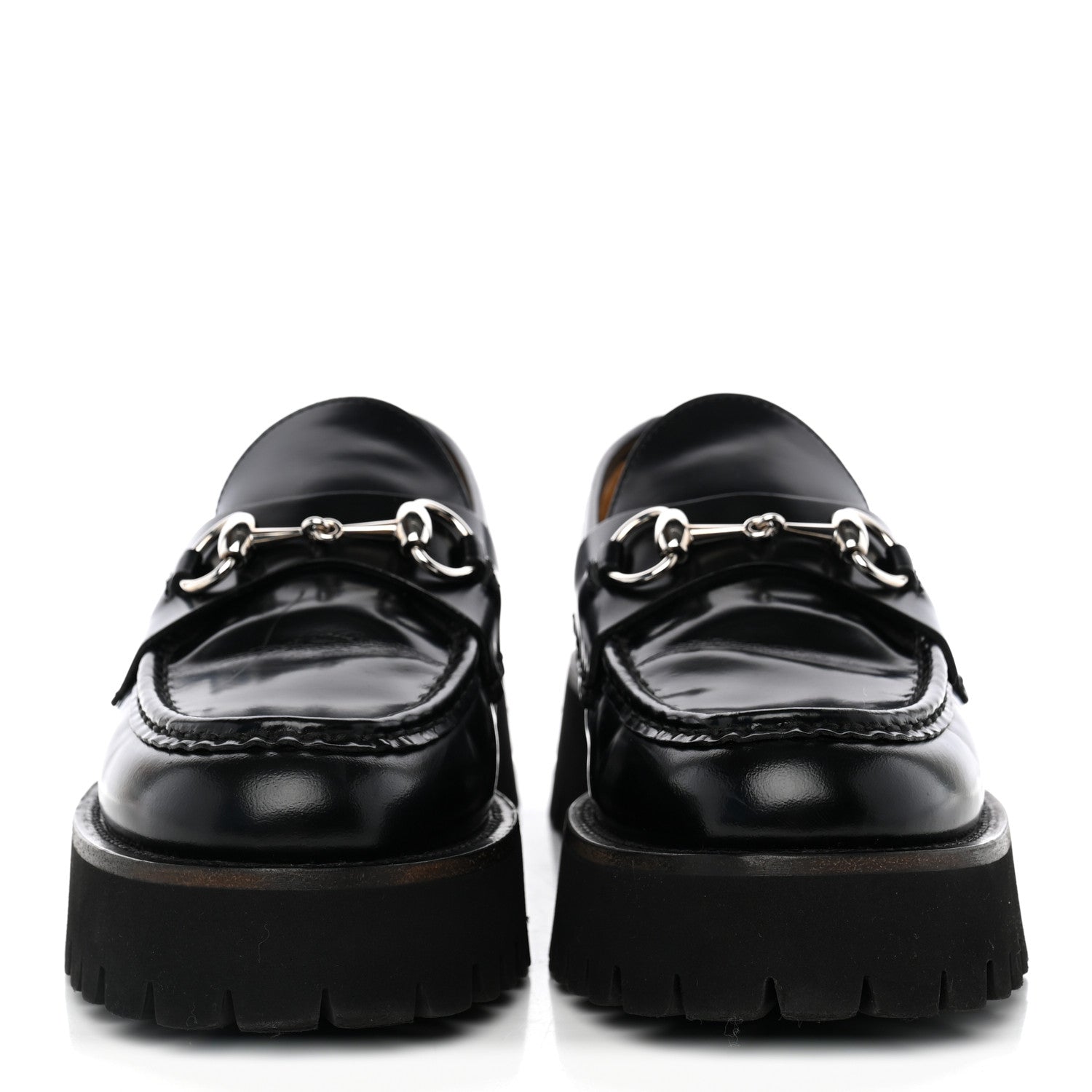 Gucci Cordovan Lux Womens Horsebit 45mm Platform Loafers 39 Black 2 of 9