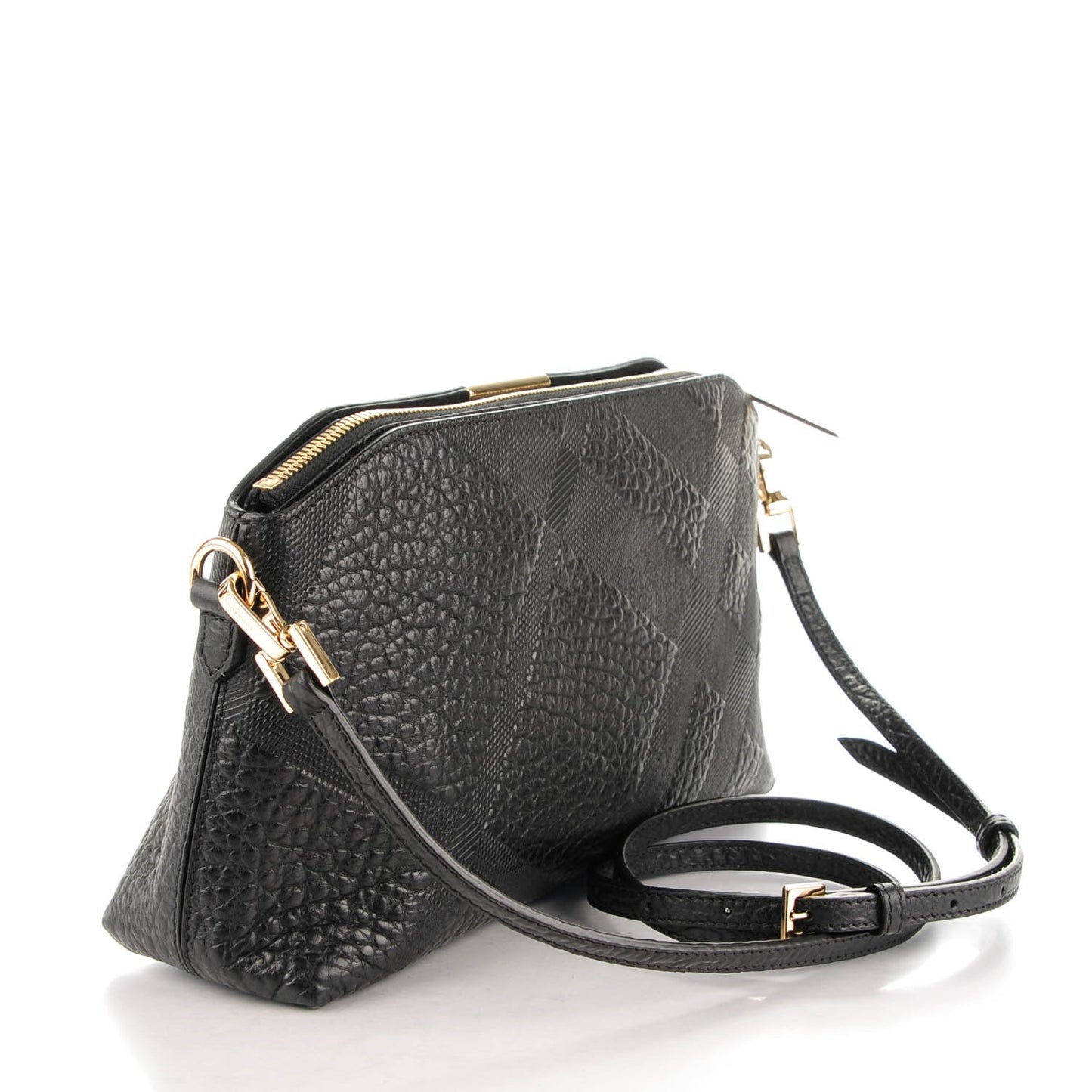 Signature Grain Calfskin Check Embossed Small Chichester Crossbody Clutch Bag Black