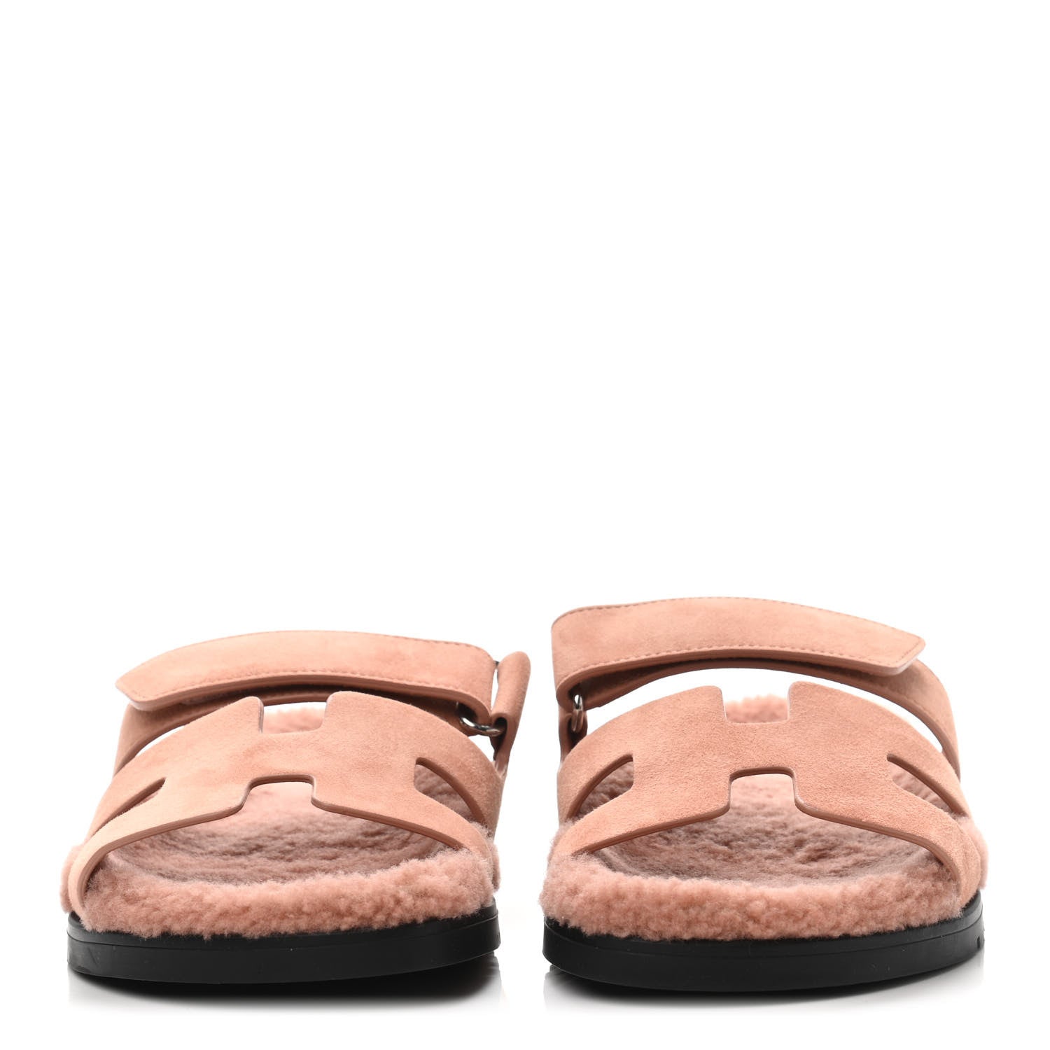 Hermes Suede Goatskin Woolskin Womens Chypre Sandals 37 Rose Aube 2 of 4