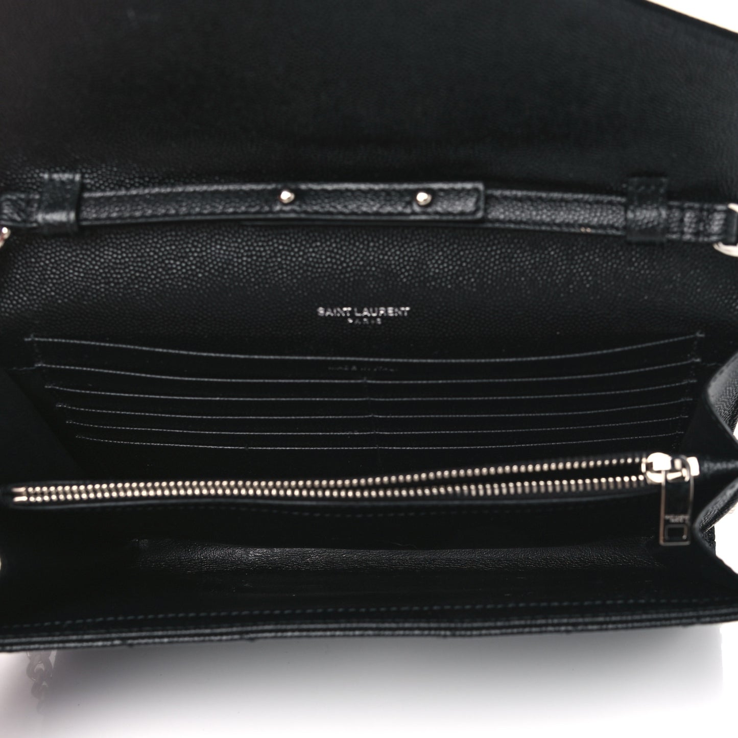 Grain De Poudre Matelasse Chevron Monogram Chain Wallet Black