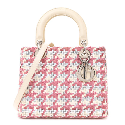 Christian Dior Lambskin Woven Tweed Medium Lady Dior Pink 1 of 16