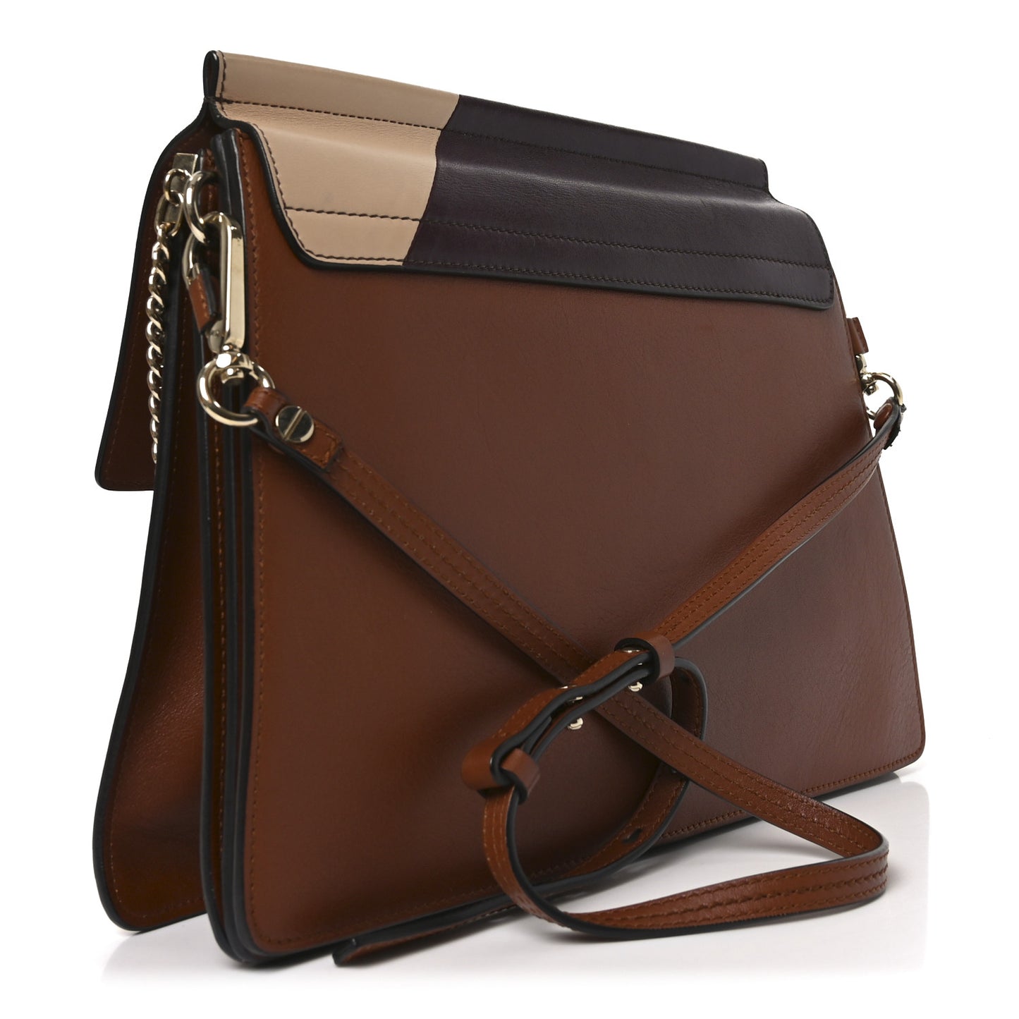 Smooth Calfskin Patchwork Medium Faye Shoulder Bag Light Tan