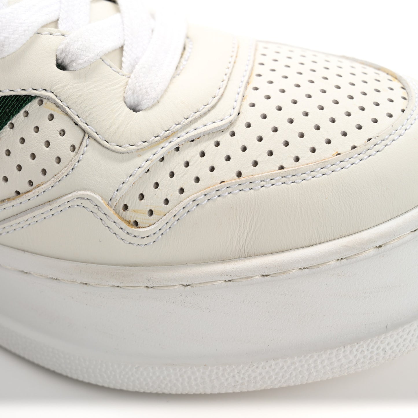 Calfskin Web Perforated Womens Platform 55mm Sneakers 40 White Bright Splash