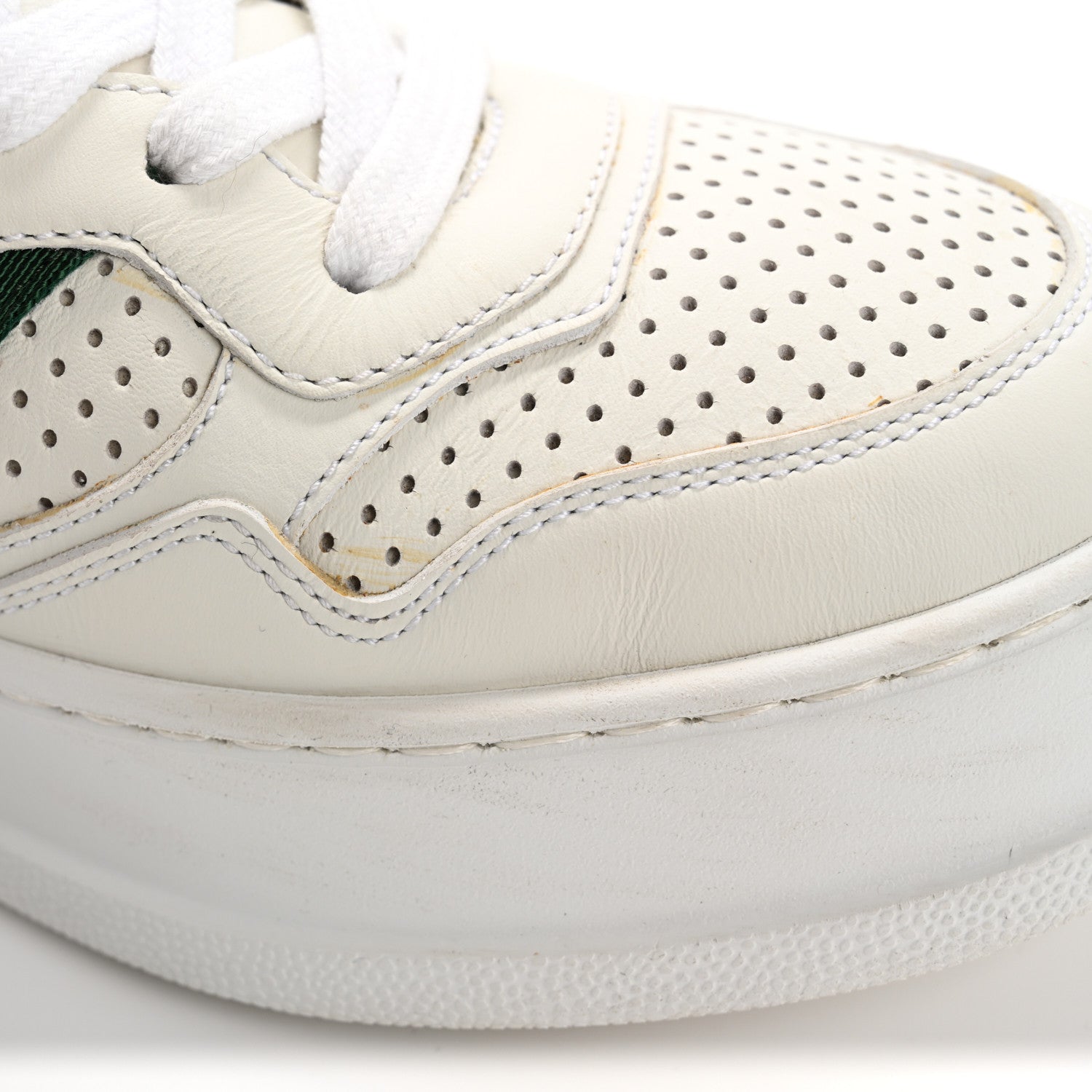Gucci Calfskin Web Perforated Womens Platform 55mm Sneakers 40 White Bright Splash 11 of 18
