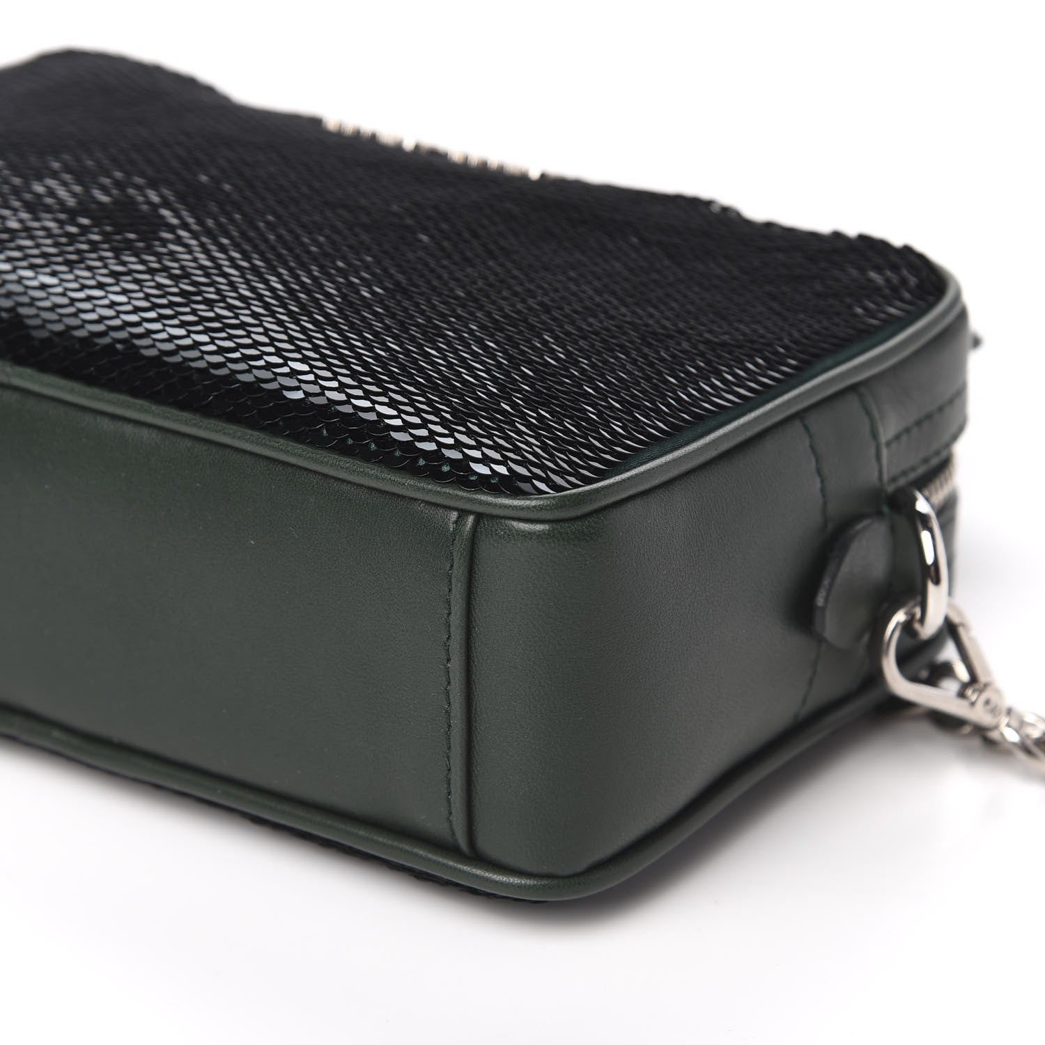 Miu Miu Paillettes Sequin Chain Camera Bag Smeraldo 8 of 9
