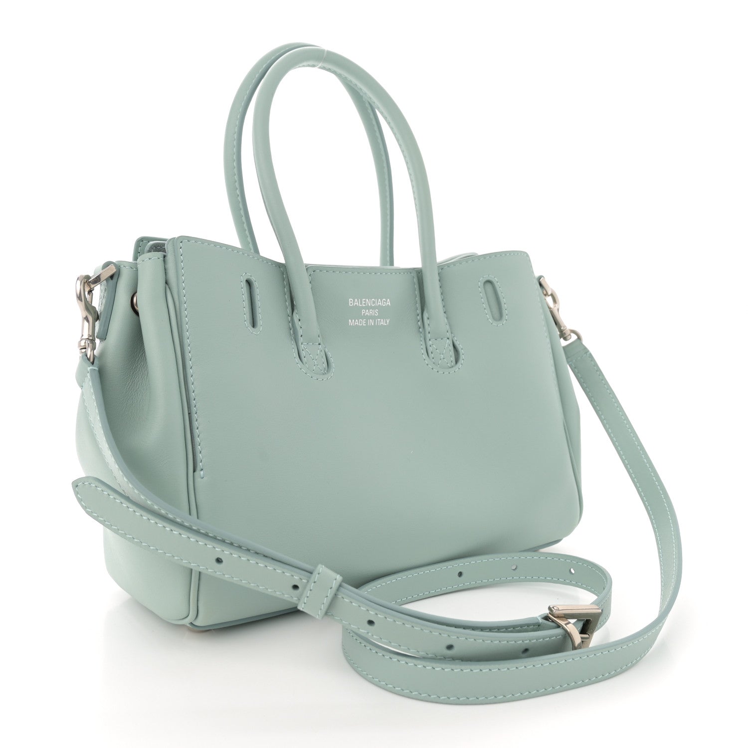 Balenciaga Smooth Calfskin Mini Bel Air Carry All Bag Mineral Green 3 of 9