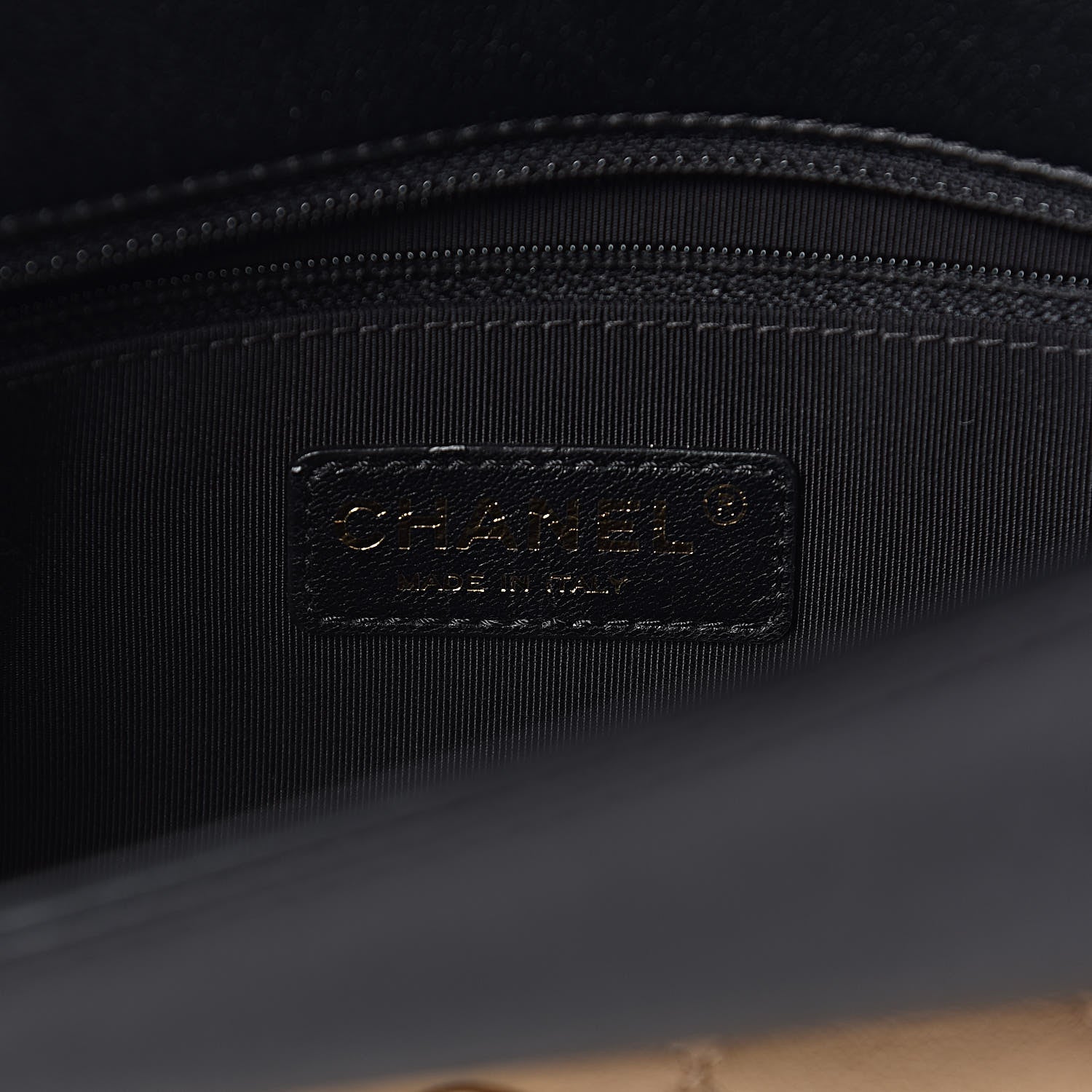 Chanel Calfskin Quilted Medium Graphic Flap Beige Black 6 of 17