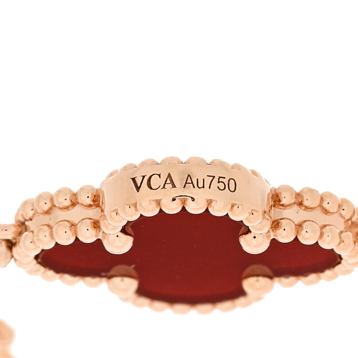 VAN CLEEF & ARPELS 18K Rose Gold Carnelian 5 Motifs Guilloche Vintage Alhambra Bracelet