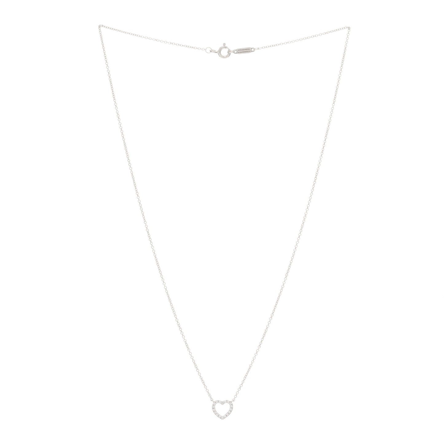 18K White Gold Diamond Metro Heart Pendant Necklace