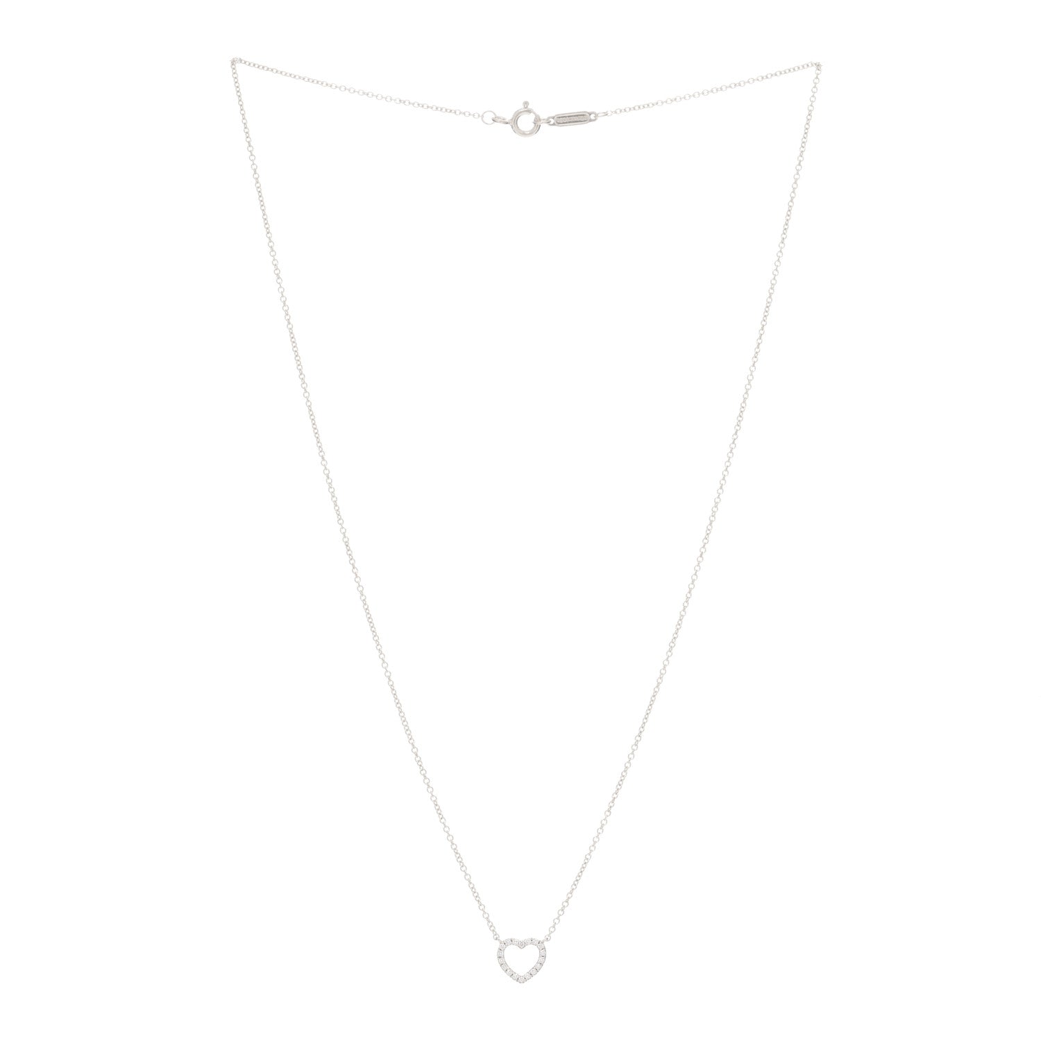 Tiffany 18K White Gold Diamond Metro Heart Pendant Necklace 2 of 3