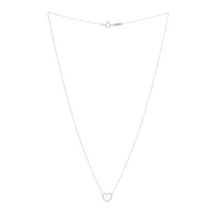 Tiffany 18K White Gold Diamond Metro Heart Pendant Necklace 2 of 3