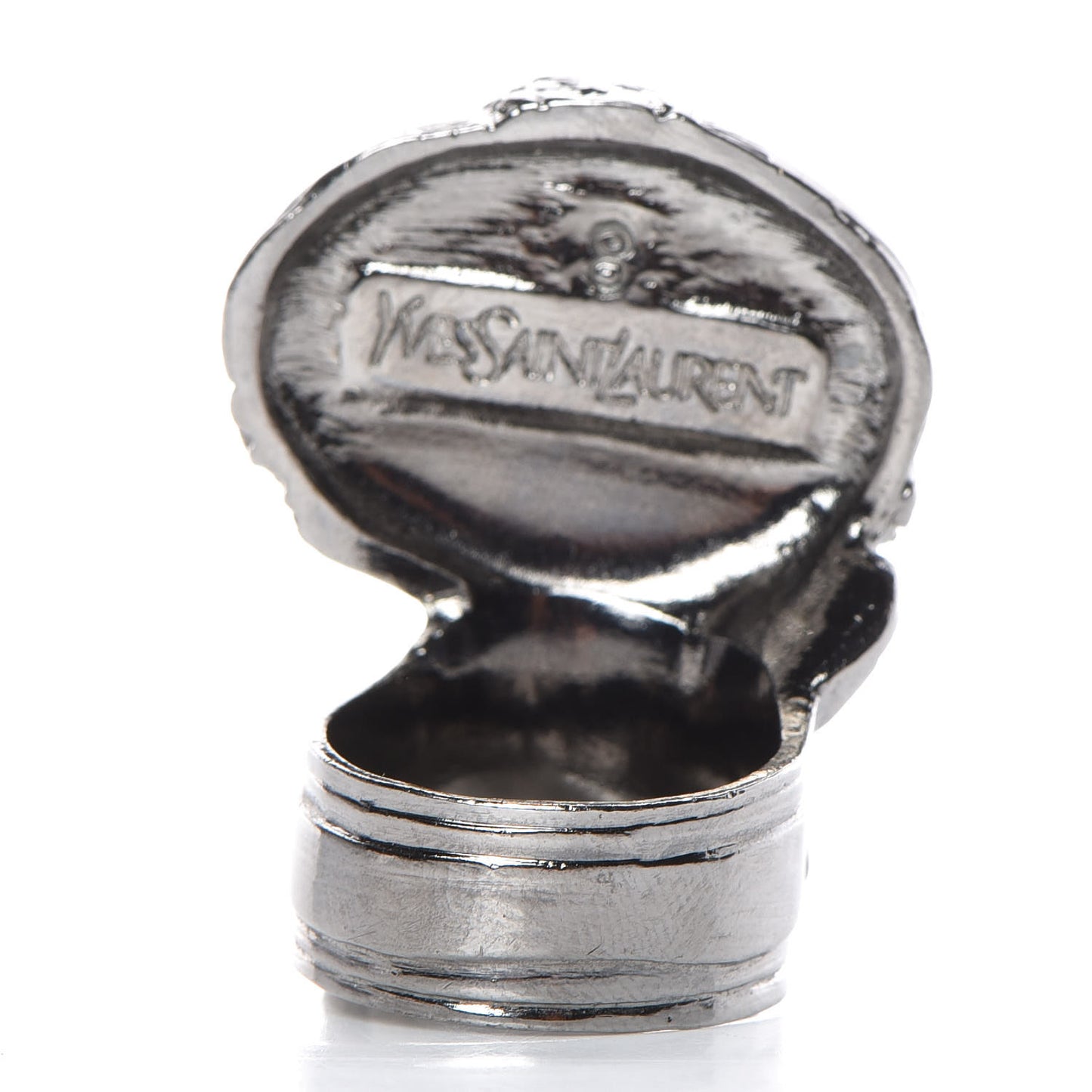 Glass Cabochon Gunmetal Arty Ovale Ring 8 Black