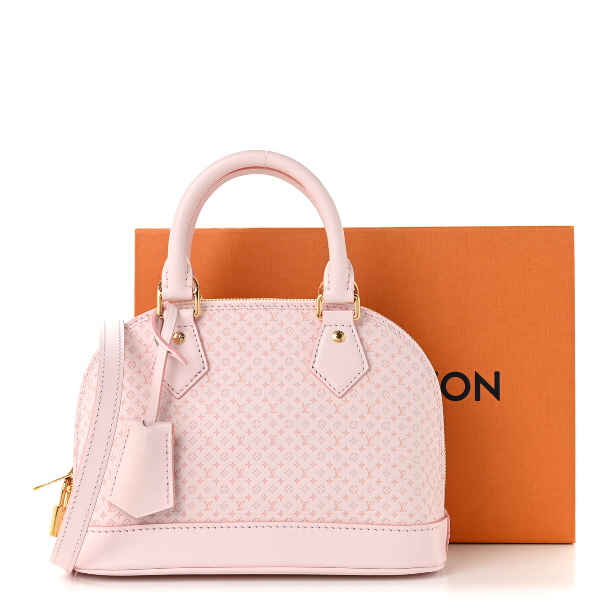 Calfskin Minigram Alma BB Light Bliss