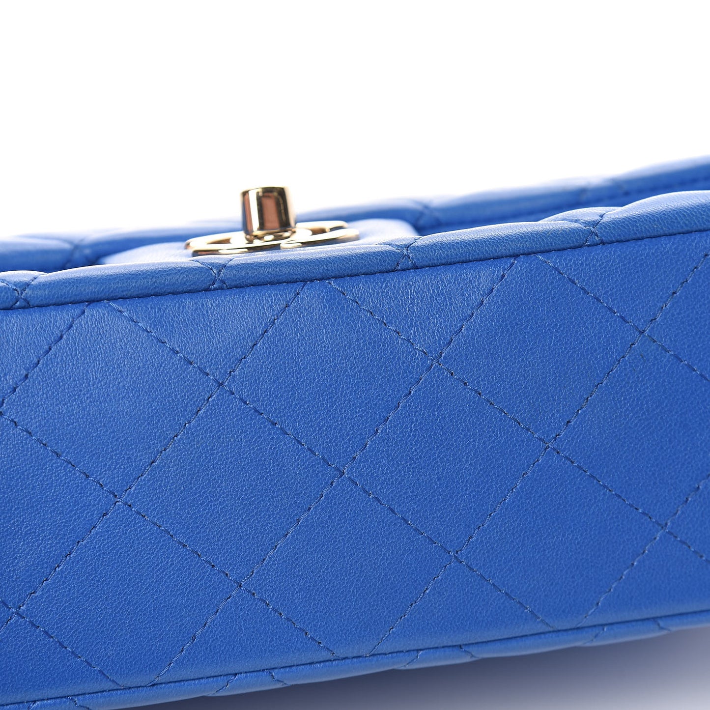 Lambskin Quilted Mini Rectangular Flap Blue