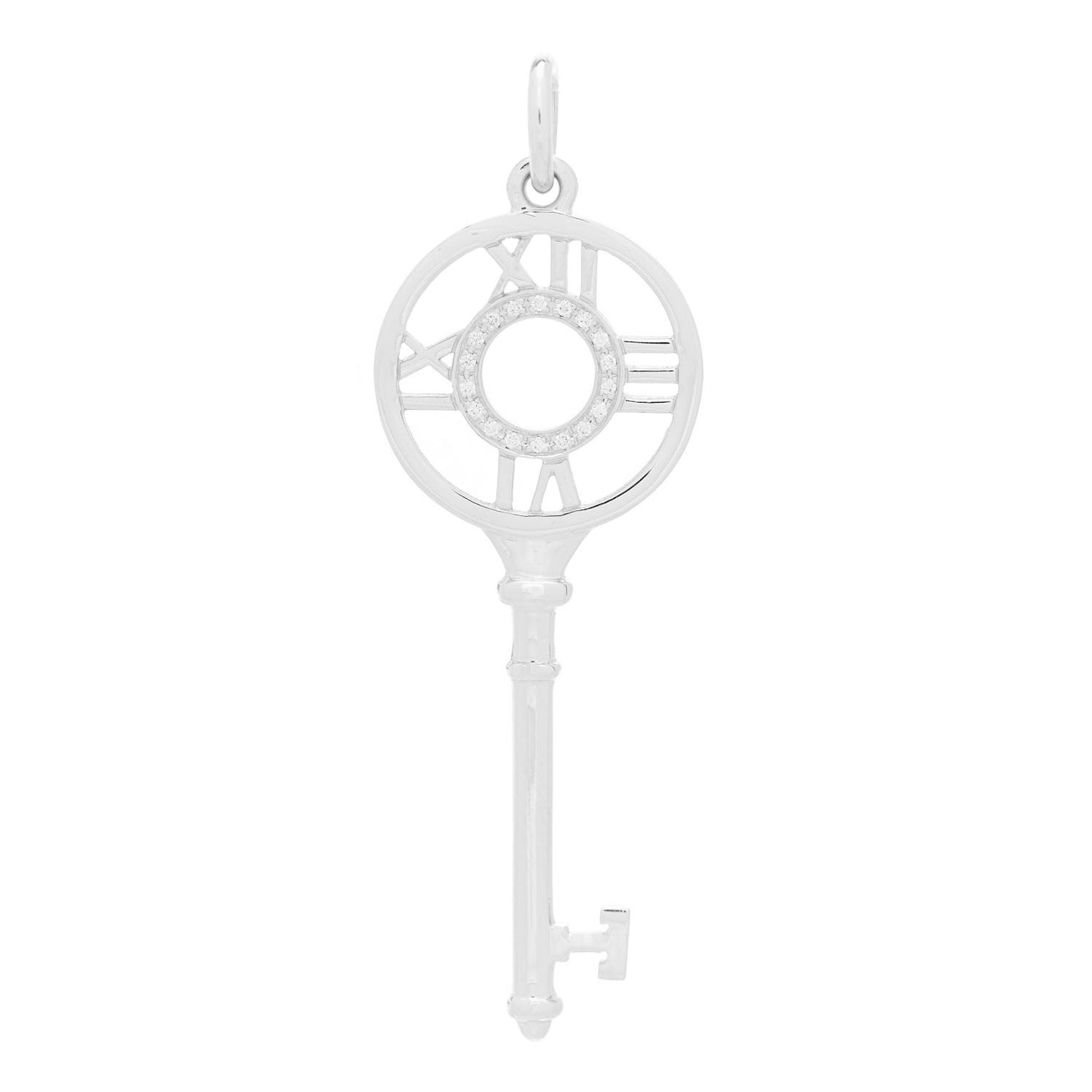 18K White Gold Diamond Atlas Key Pendant