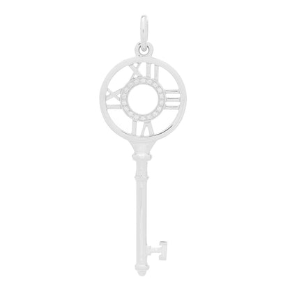 Tiffany 18K White Gold Diamond Atlas Key Pendant 1 of 5
