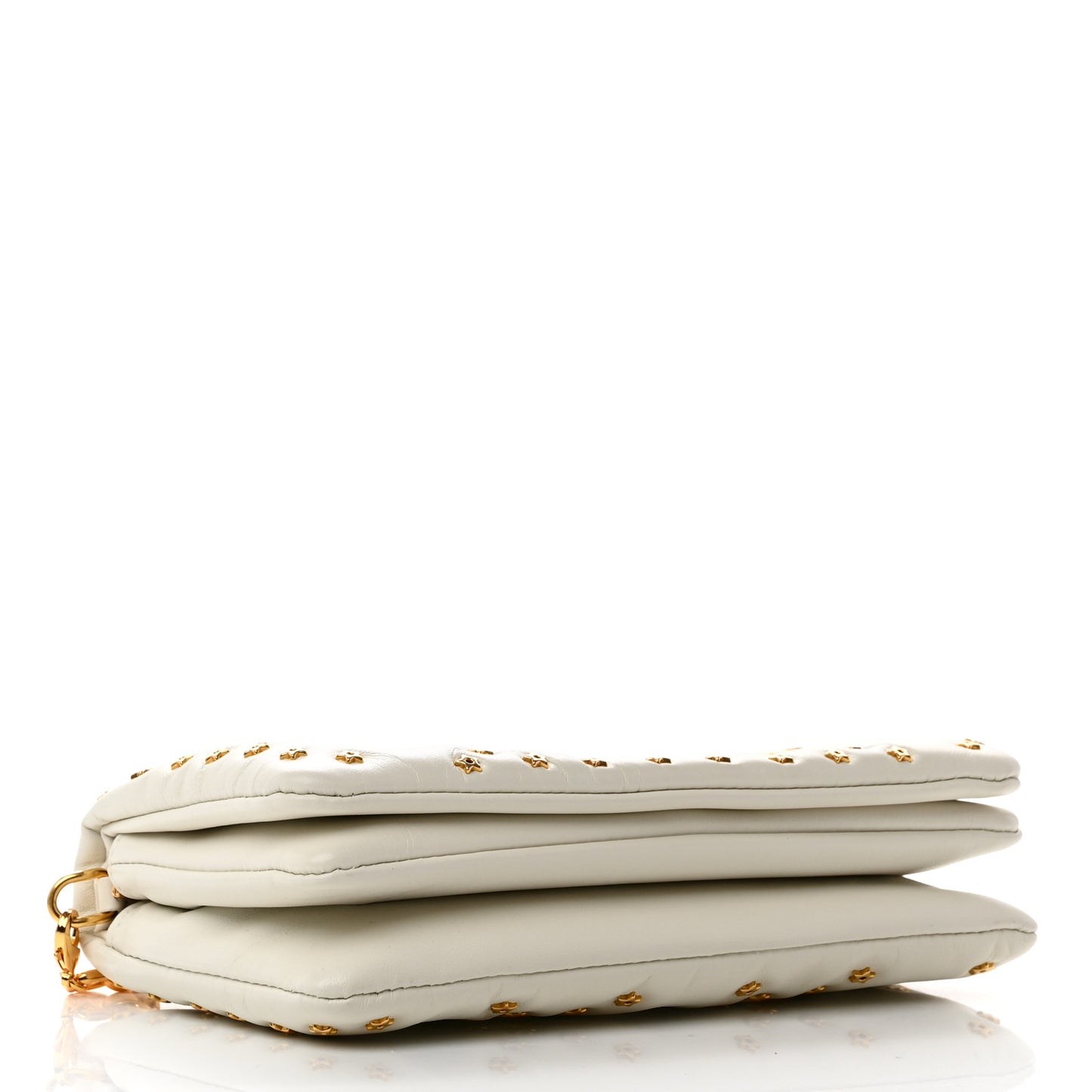 Calfskin Star Motif Macrocannage Caro Pouch Latte