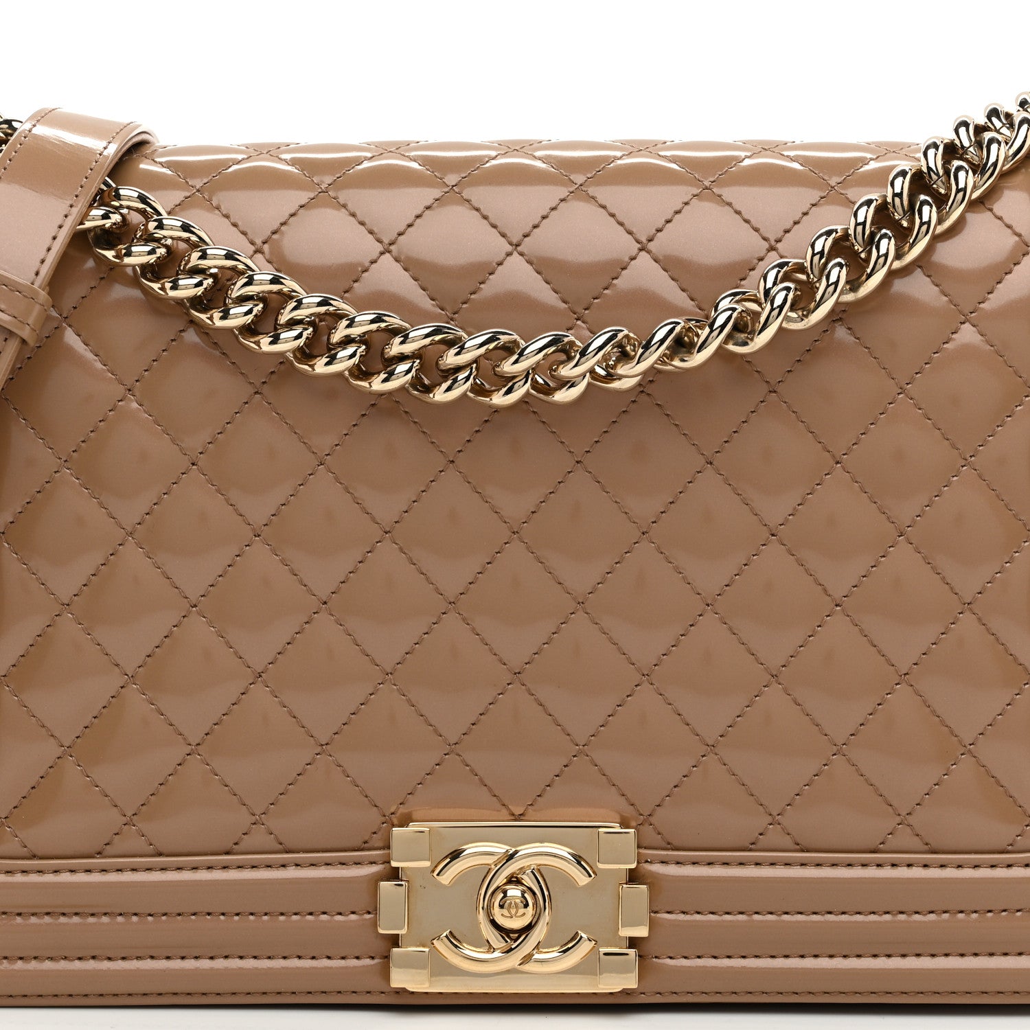 Chanel Iridescent Glazed Calfskin Quilted New Medium Boy Flap Dark Beige 8 of 10
