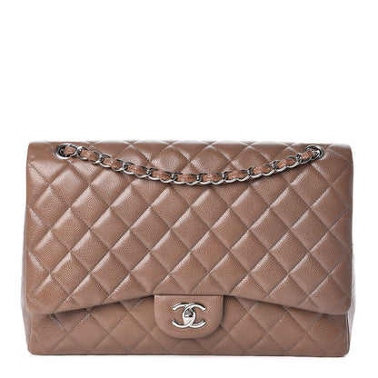 Chanel Caviar Quilted Maxi Single Flap Taupe 1 of 11