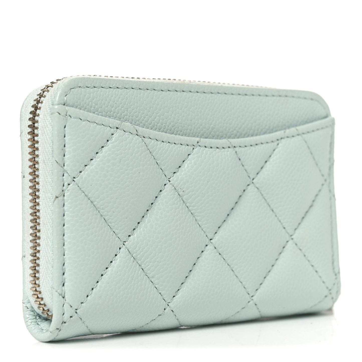 Caviar Quilted Zip Coin Purse Light Green