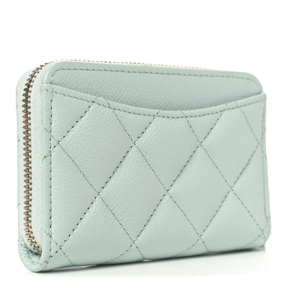 Chanel Caviar Quilted Zip Coin Purse Light Green 3 of 7