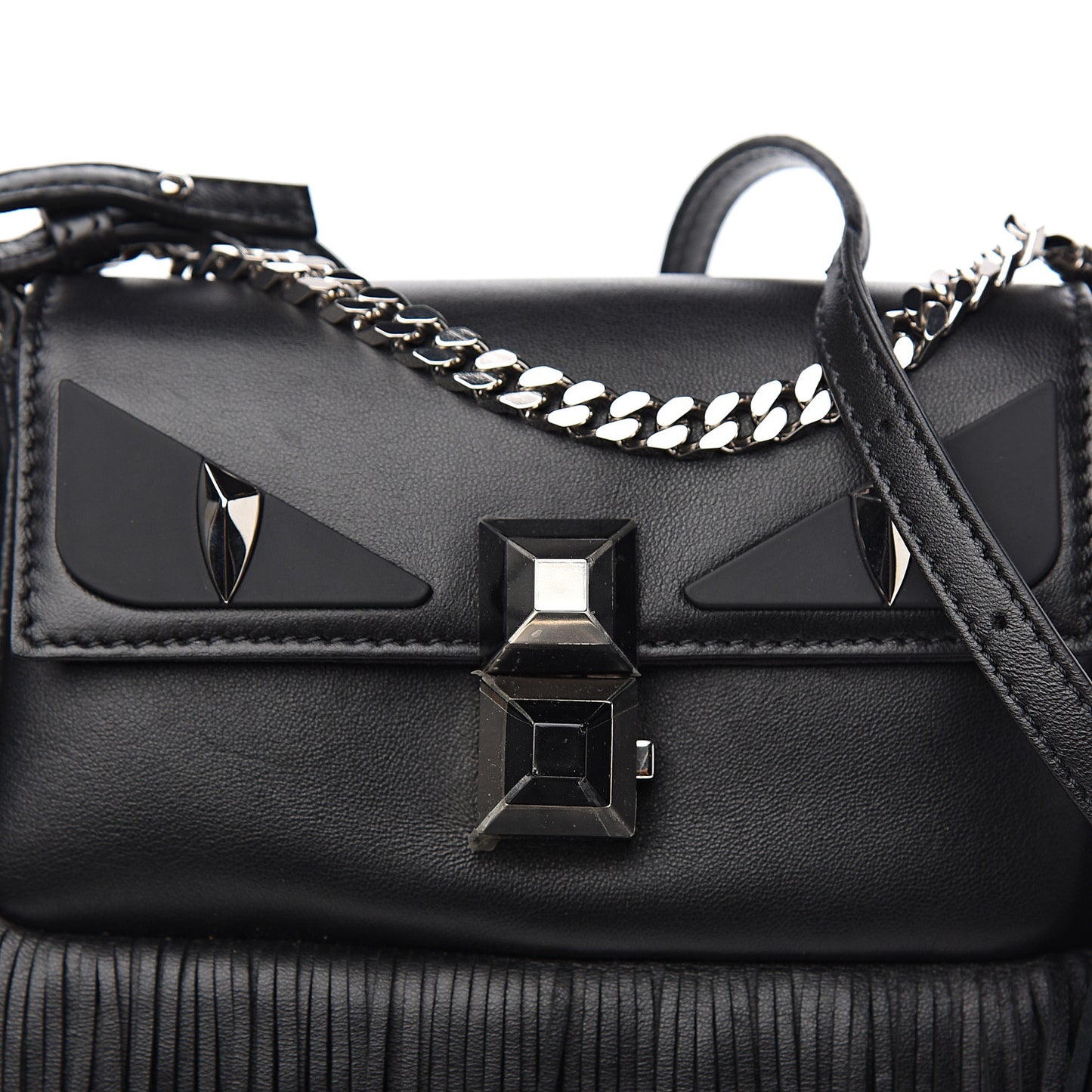 Nappa Monster Fringe Micro Baguette Black