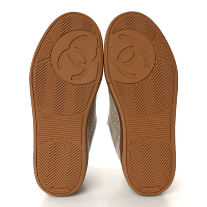 Chanel Fabric Suede Calfskin Logo Sneakers 36 Light Beige 6 of 9