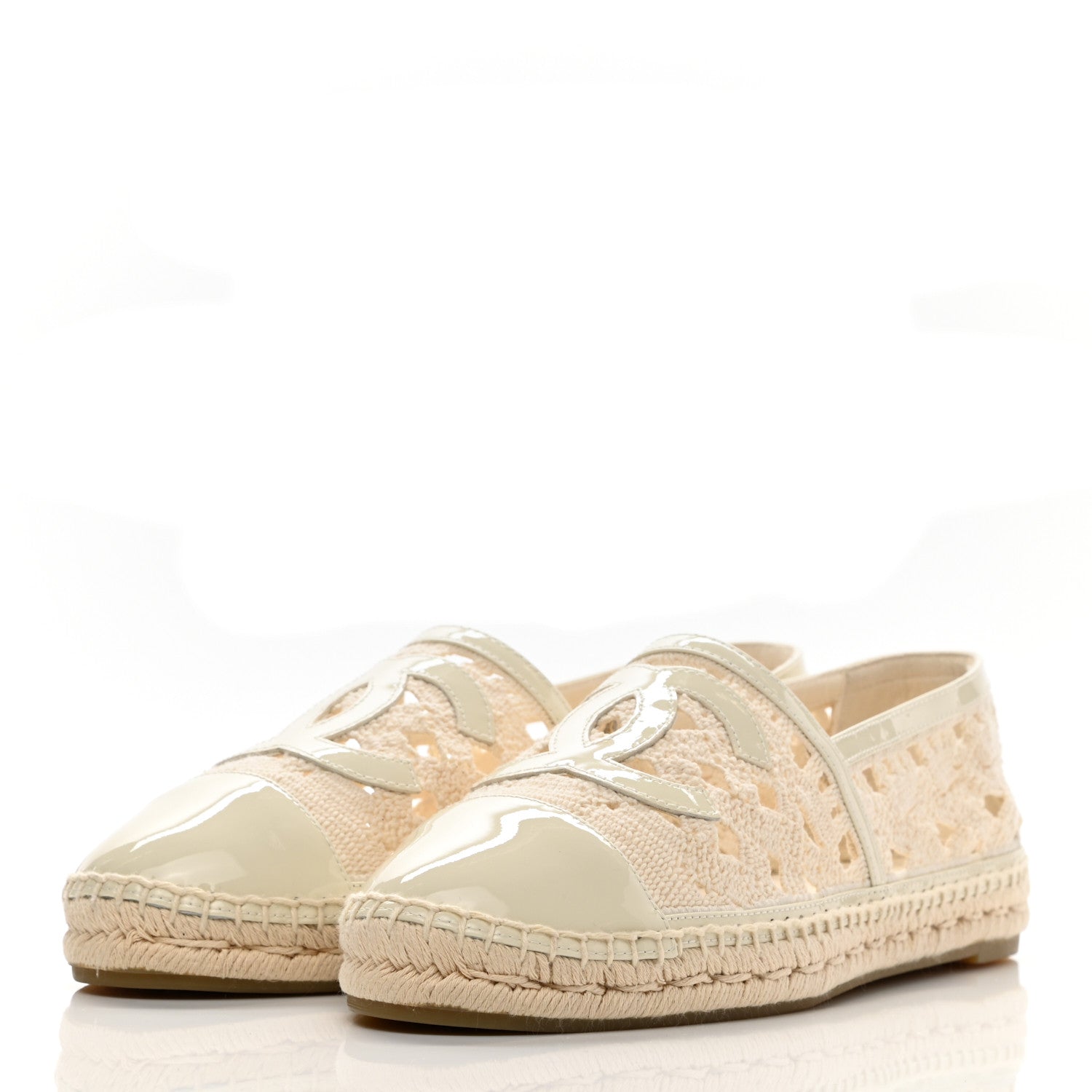 Chanel Macrame Patent CC Espadrilles 41 Beige Ivory 3 of 10