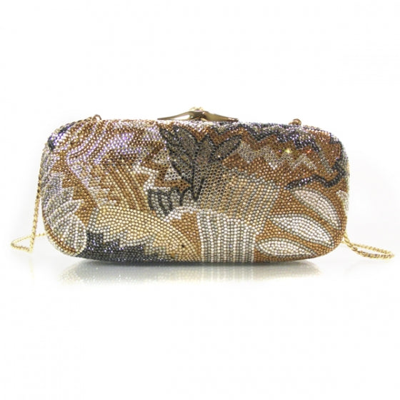 Judith Leiber Swarovski Crystal Minaudiere Clutch Gold 1 of 8