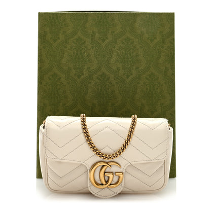 Gucci Calfskin Matelasse Super Mini GG Marmont Shoulder Bag White 9 of 9