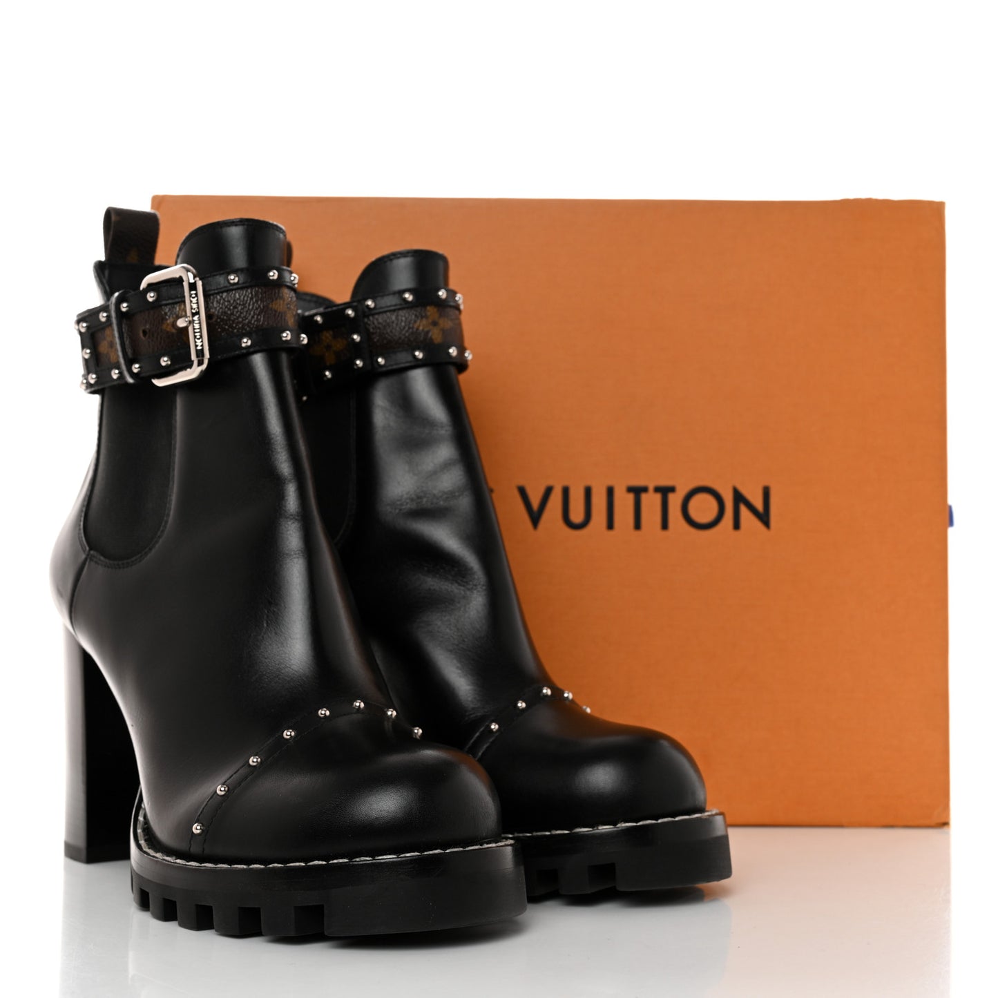 Calfskin Monogram Star Trail Chelsea Ankle Boots 41 Black