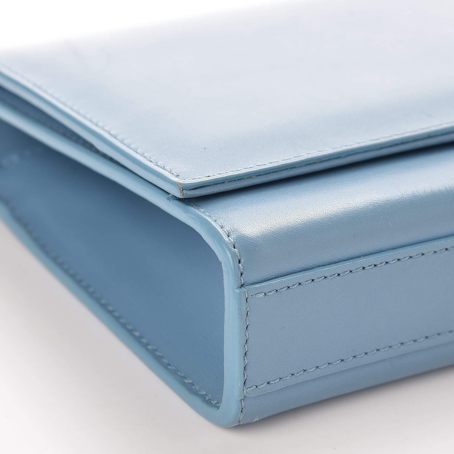 Saint Laurent Calfskin Classic Monogram Tassel Clutch Blue Glacier 9 of 10