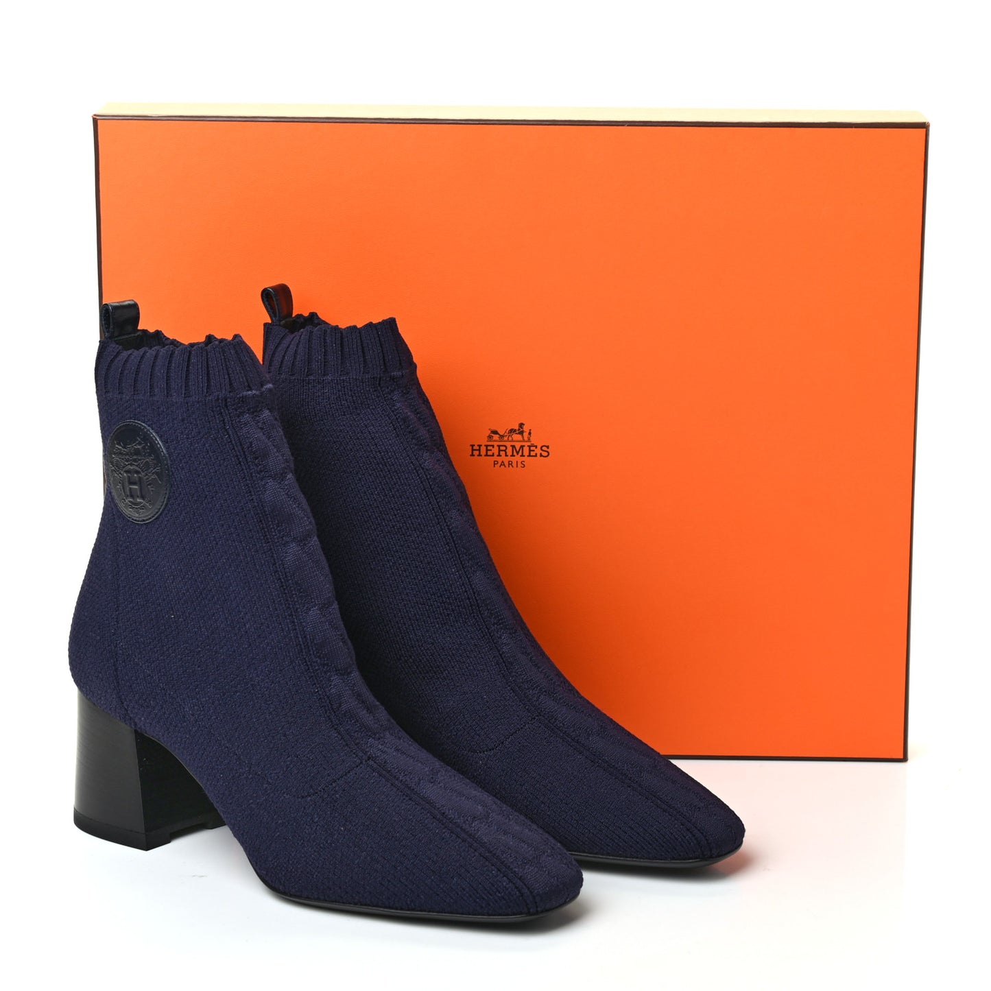 Knit Calfskin Volver Ankle Boots 37.5 Bleu Diplomatique