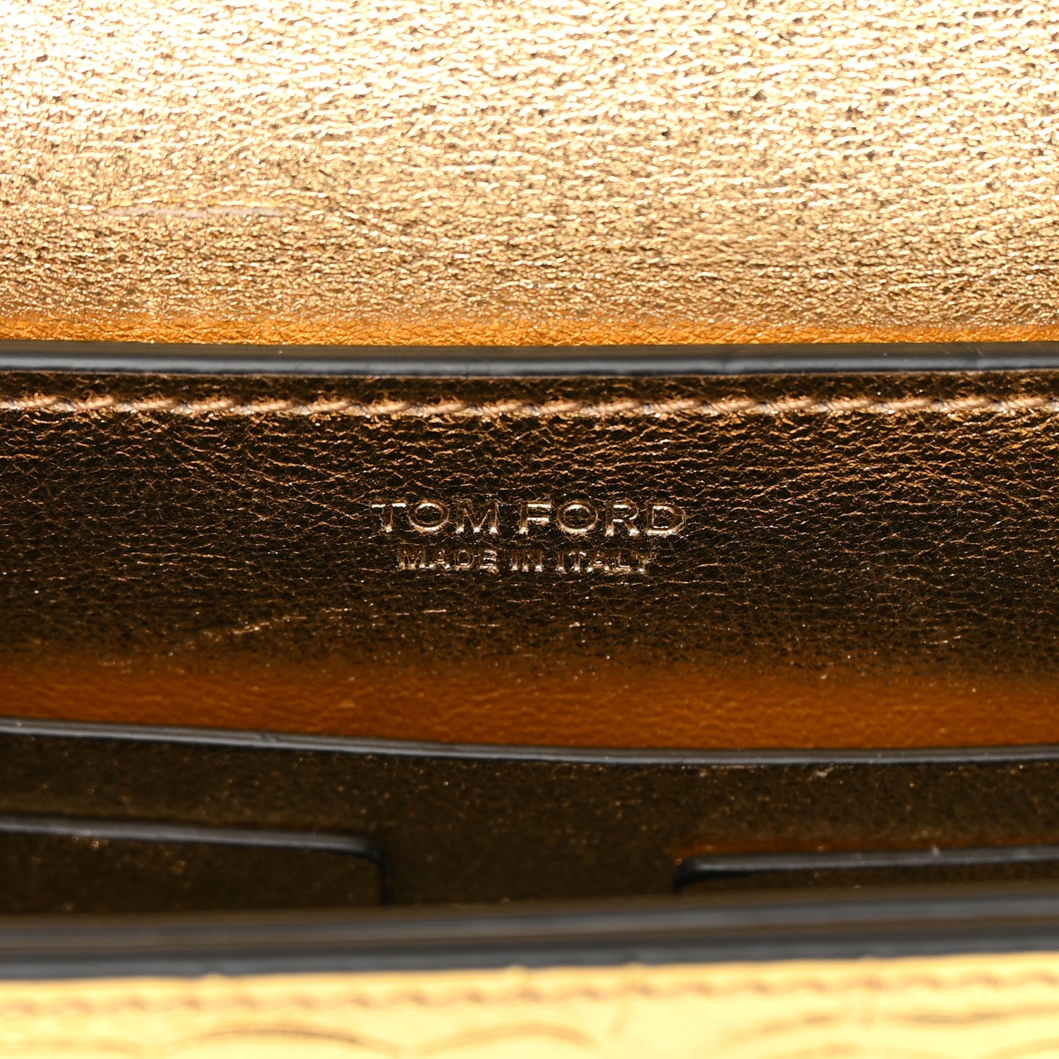 Tom Ford Metallic Calfskin Crocodile Embossed Mini T Clasp Shoulder Bag Gold 6 of 11