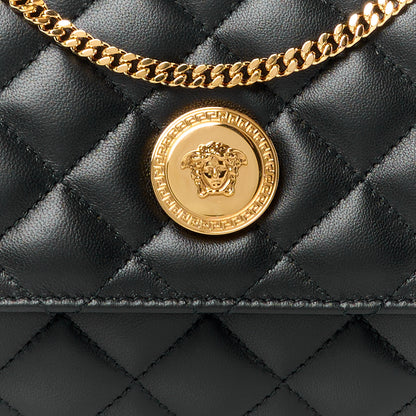 Versace Lambskin Quilted Medusa Wallet On Chain Crossbody Black 8 of 10