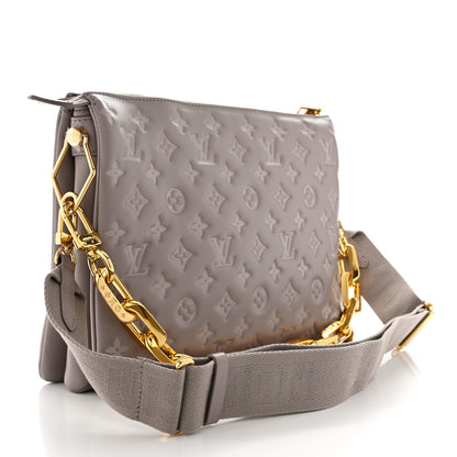 Louis Vuitton Lambskin Embossed Monogram Coussin MM Grey 3 of 9