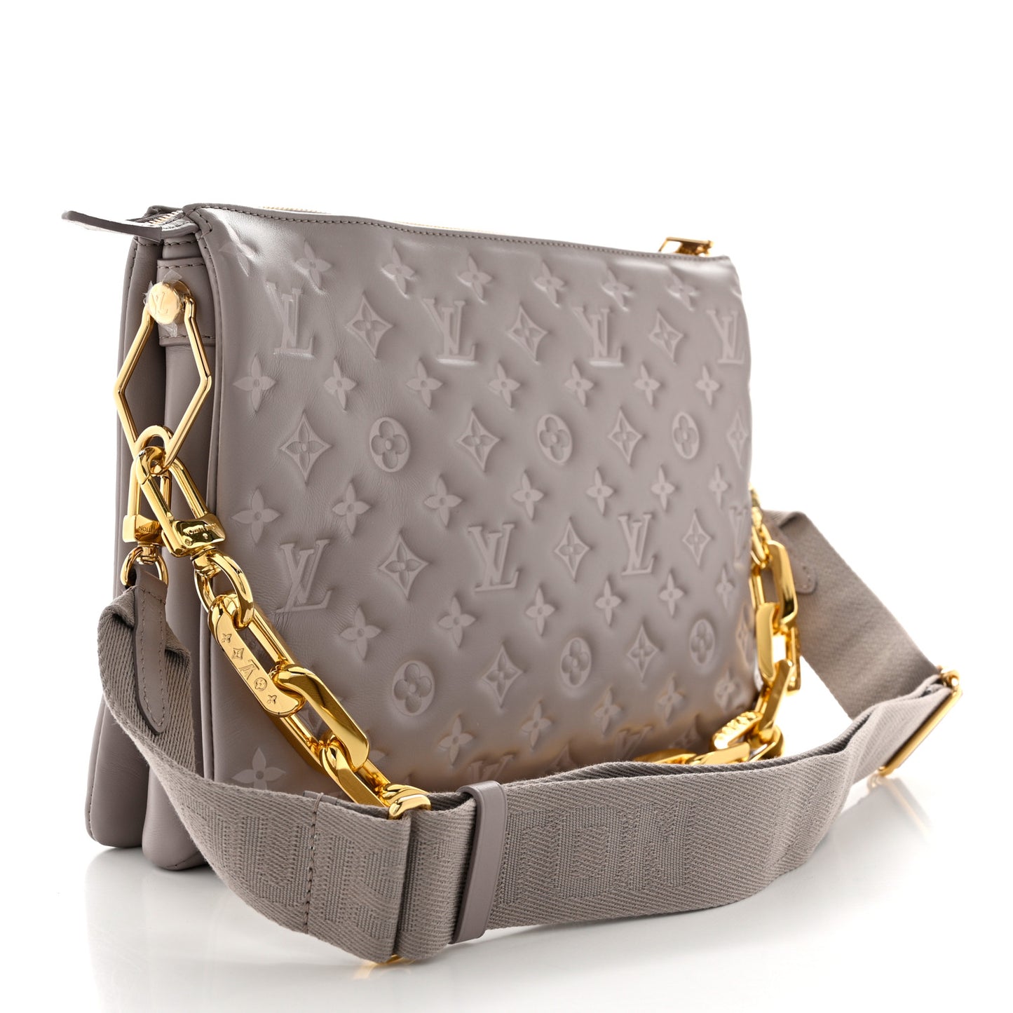 Lambskin Embossed Monogram Coussin MM Grey