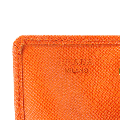 Prada Saffiano Metal Business Card Holder Papaya 7 of 8