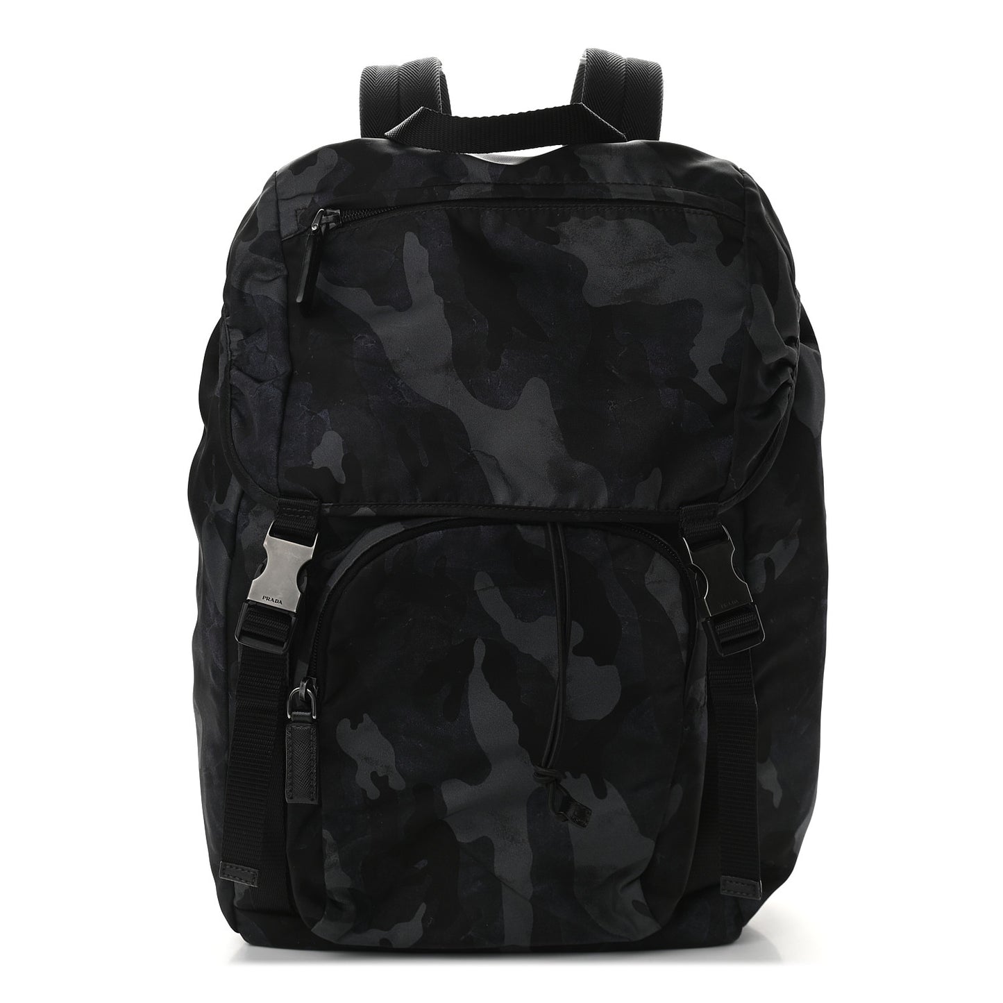 Tessuto Nylon Camouflage Print Double Buckle Backpack Fumo