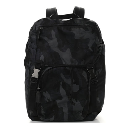 Prada Tessuto Nylon Camouflage Print Double Buckle Backpack Fumo 1 of 9